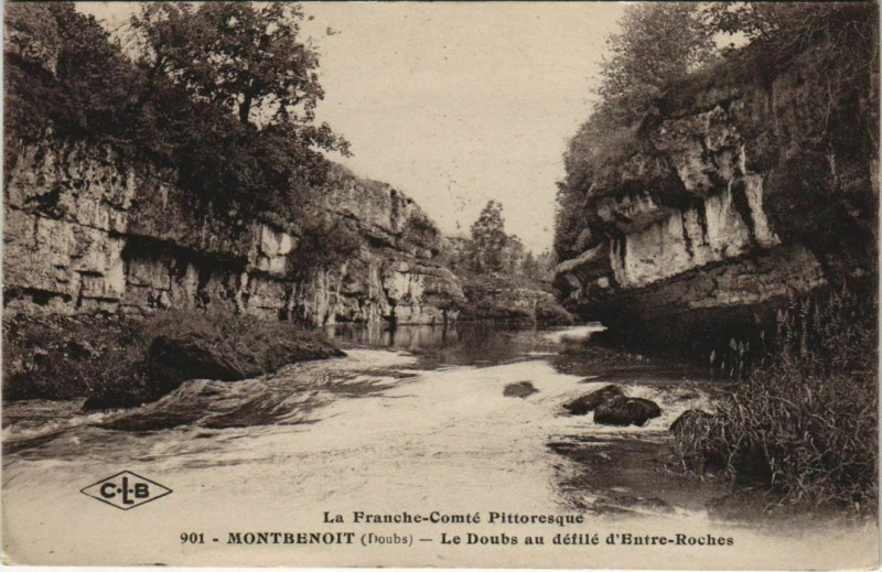Carte postale ancienne Montbenoit Le Doubs au Defile d'Entre-Roches à Montbenoît