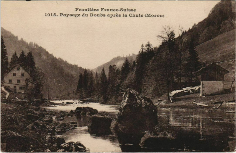 Carte postale ancienne Paysage du Doubs apres la Chute - Moron à Doubs