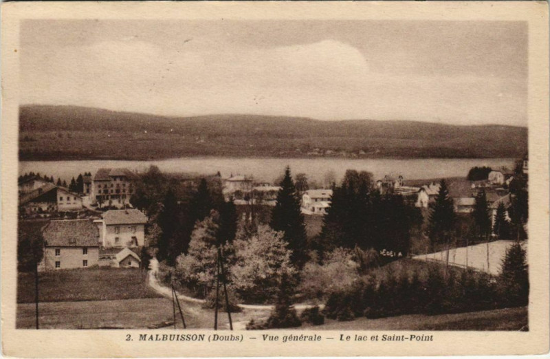 Carte postale ancienne Malbuisson Saint-Point-Lac - Vue Generale - Le Lac et Saint-Point à Malbuisson