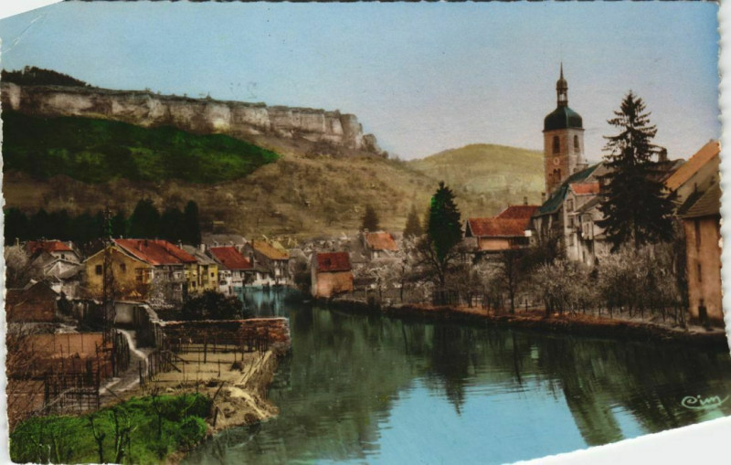 Carte postale ancienne Ornans Miroir - Bords de la Loue à Ornans