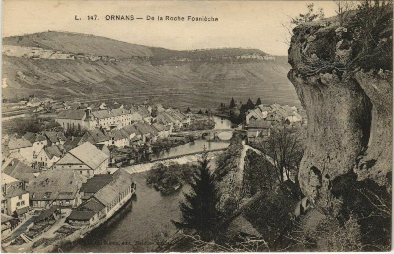 Carte postale ancienne Ornans De la Roche Founieche à Ornans