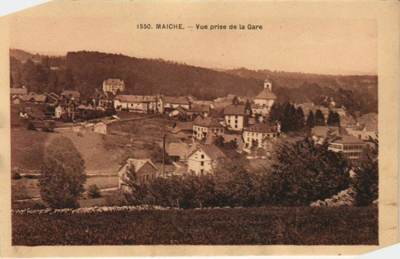 Carte postale ancienne Maiche Vue prise de la Gare à Maîche