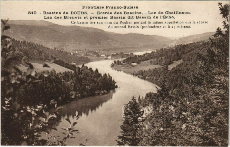 Carte postale ancienne Bassins du Doubs - Entree des Bassins - Lac de Chaillexon à Doubs