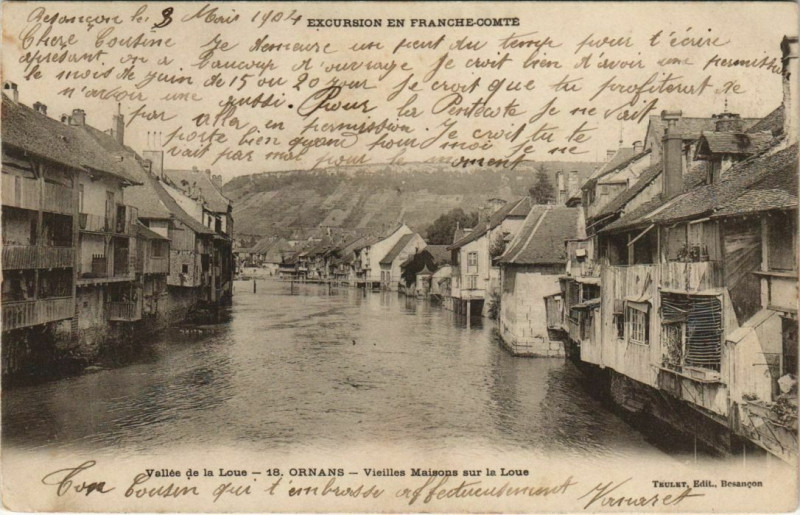 Carte postale ancienne Ornans Vieilles Maisons sur la Loue à Ornans
