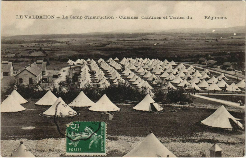 Carte postale ancienne Valdahon Le Camp d'Instruction - Cuisines - Cantines - Tentes à Valdahon