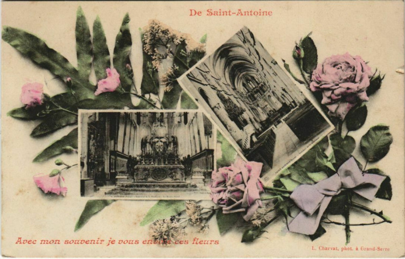 Carte postale ancienne Saint-Antoine Interieur de l'Eglise à Saint-Antoine
