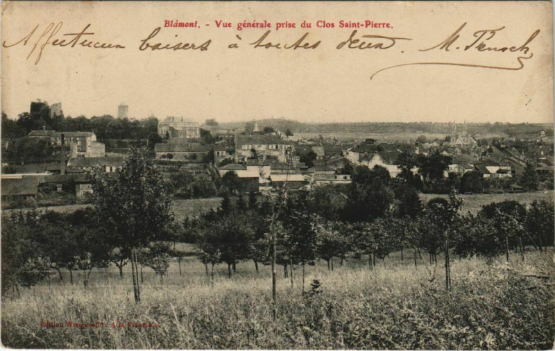 Carte postale ancienne Blamont Vue Generale prise du Clos Saint-Pierre à Blamont