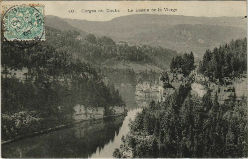 Carte postale ancienne Gorges du Doubs - Le Bassin de la Vierge à Doubs