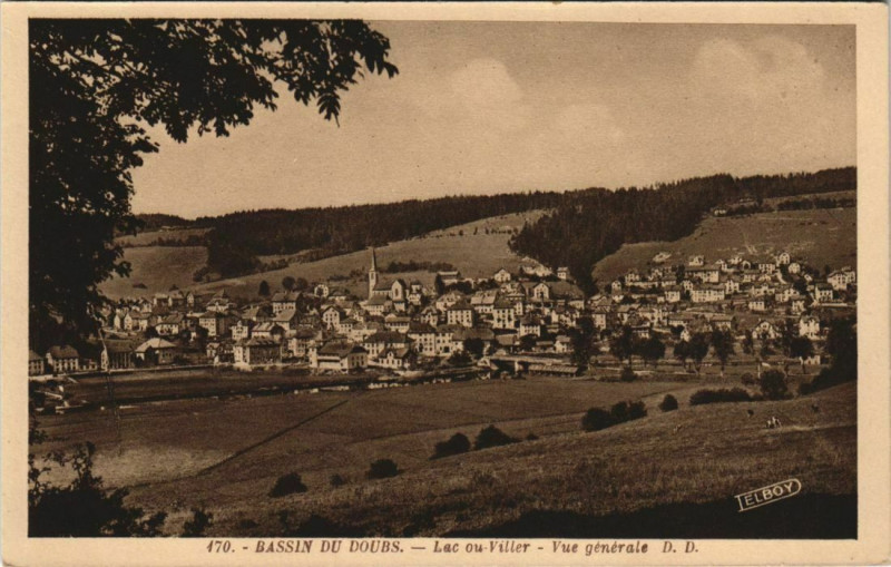 Carte postale ancienne Villers-le-Lac Lac-ou-Villers - Vue Generale - Bassin do Doubs à Villers-le-Lac