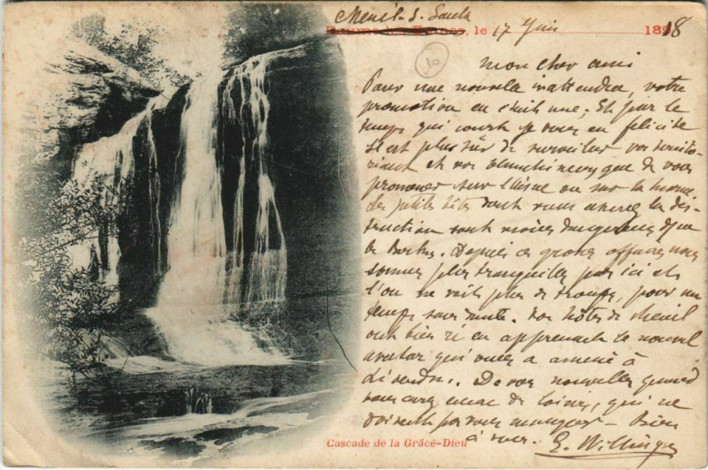 Carte postale ancienne Cascade de la Grace-Dieu