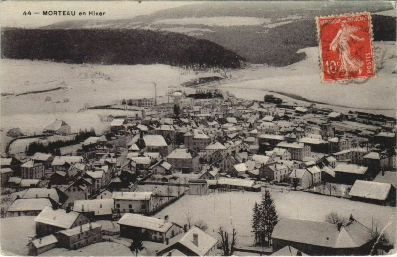 Carte postale ancienne Morteau en Hiver - Vue Generale à Morteau