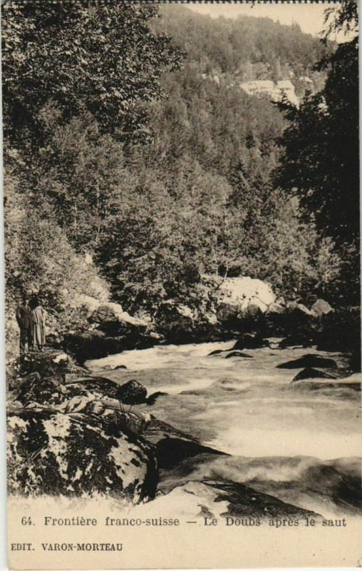 Carte postale ancienne Le Doubs apres le Saut à Doubs