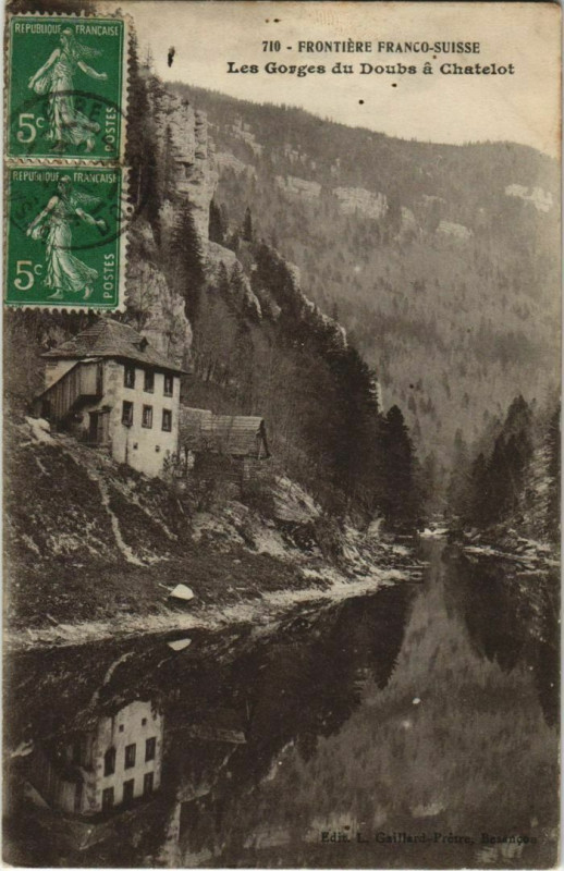 Carte postale ancienne Les Gorges du Doubs a Chatelot à Doubs