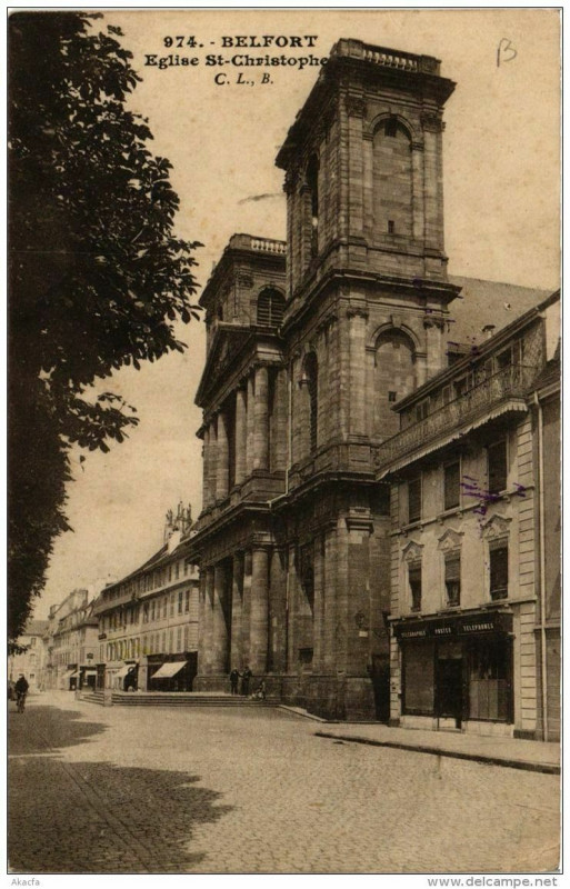 Carte postale ancienne Belfort Eglise Saint-Christophe à Belfort