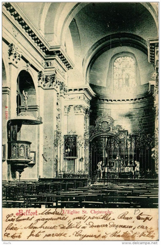 Carte postale ancienne Belfort L'Eglise Saint-Christophe à Belfort
