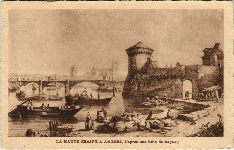 Carte postale ancienne Angers d'apres une litho de Dagnau à Angers