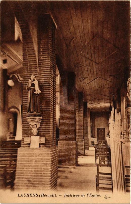 Carte postale ancienne Laurens Intérieur de l'Eglise à Laurens