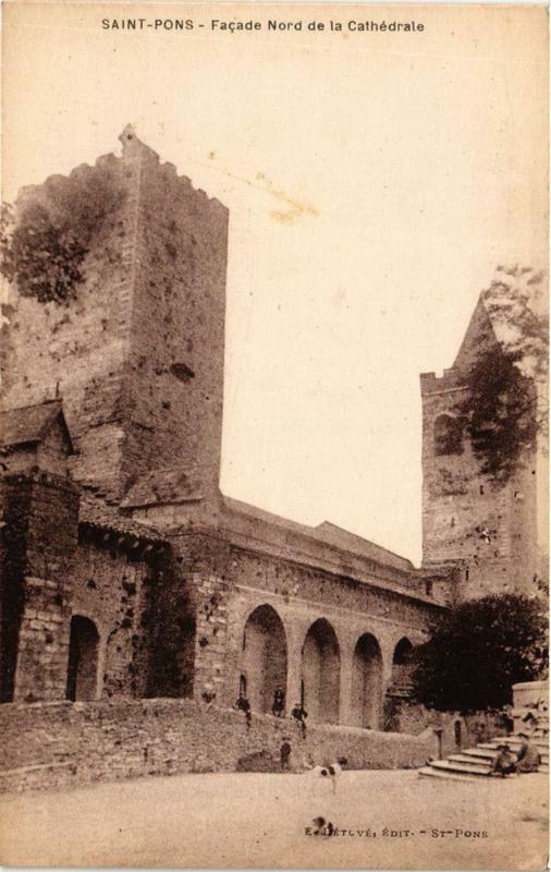 Carte postale ancienne Saint-Pons Facade Nord de la Cathédrale
