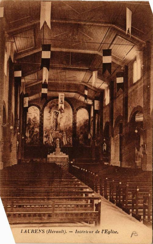 Carte postale ancienne Laurens Intérieur de l'Eglise à Laurens