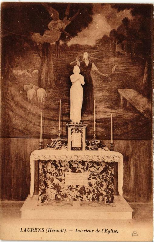 Carte postale ancienne Laurens Intérieur de l'Eglise à Laurens
