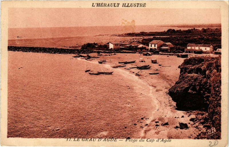 Carte postale ancienne Le Grau-d'Agde Plage du Cap d'Agde à Agde