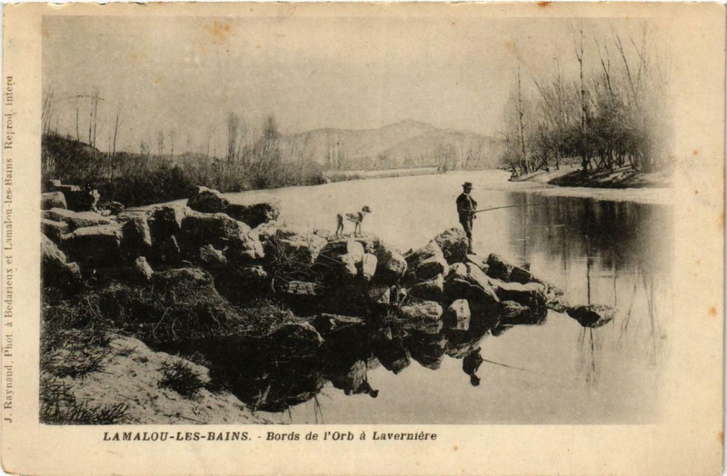 Carte postale ancienne Lamalou-les-Bains Bords de l'Orb a Laverniere à Lamalou-les-Bains