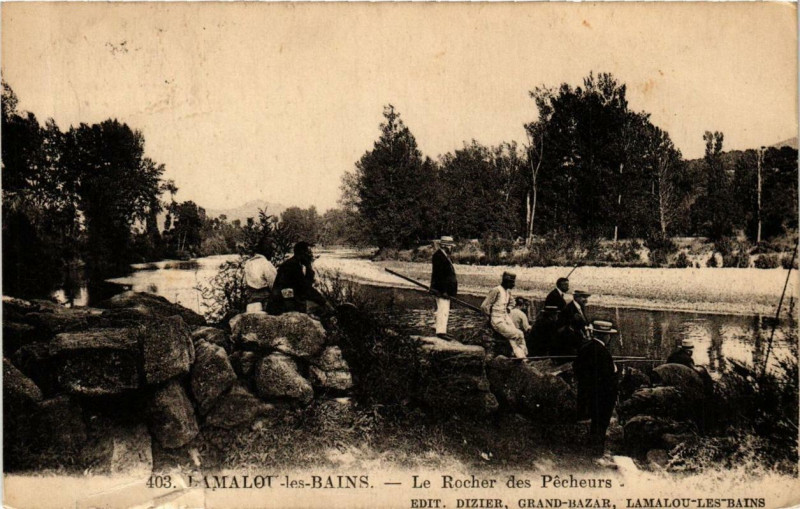 Carte postale ancienne Lamalou-les-Bains Le Rocher des Pecheurs à Lamalou-les-Bains