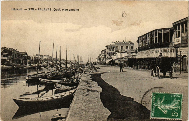 Carte postale ancienne Palavas Quai rive gauche