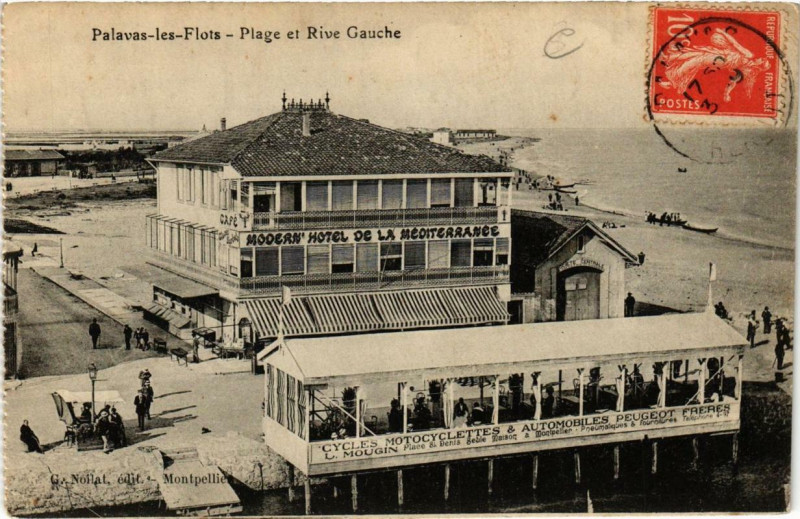 Carte postale ancienne Palavas-les-Flots Plage et Rive Gauche à Palavas-les-Flots