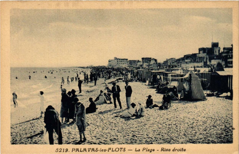 Carte postale ancienne Palavas-les-Flots La Plage Rive droite à Palavas-les-Flots