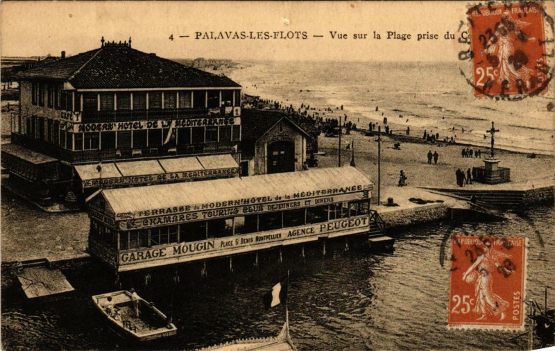 Carte postale ancienne Palavas-les-Flots Vue sur la Plage à Palavas-les-Flots