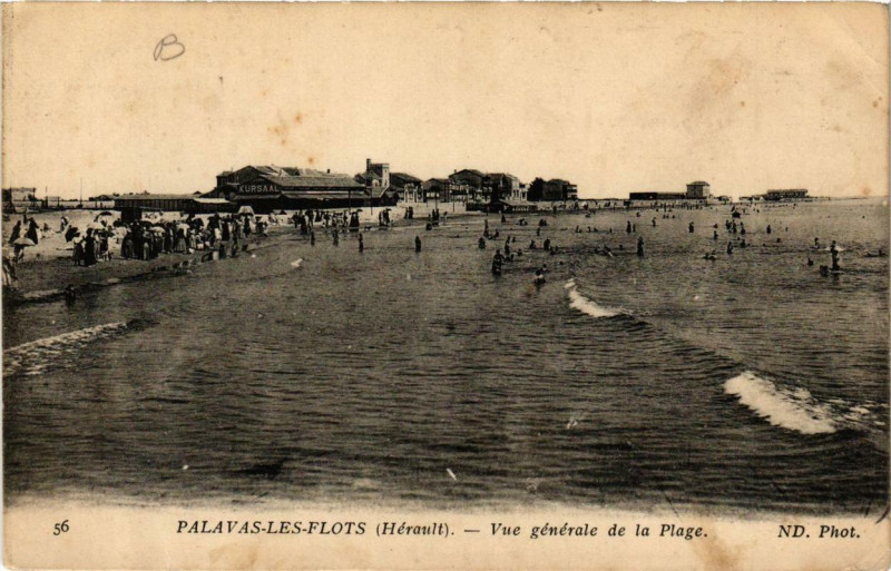Carte postale ancienne Palavas-les-Flots Vue générale de la Plage à Palavas-les-Flots