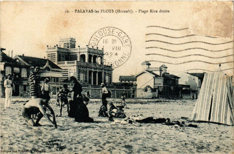 Carte postale ancienne Palavas-les-Flots Plage Rive droite à Palavas-les-Flots