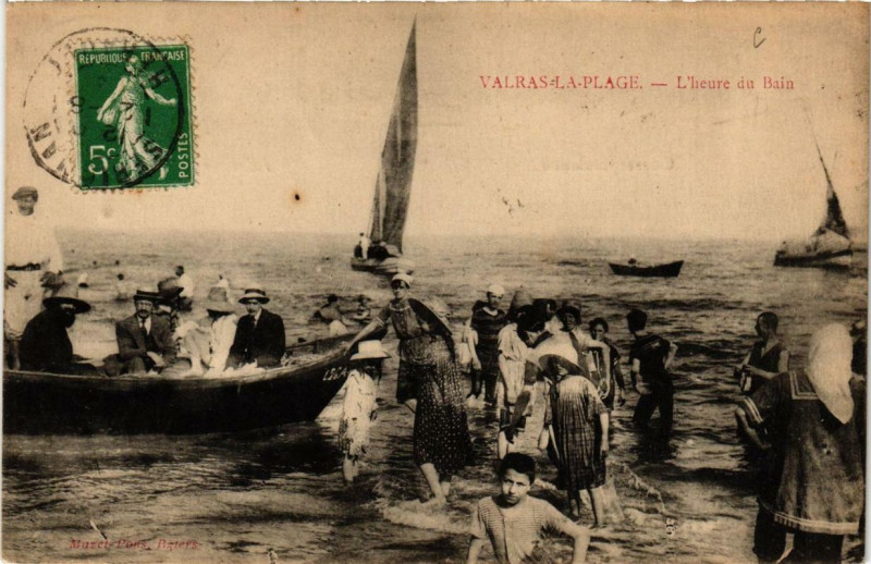 Carte postale ancienne Valras-la-Plage L'heure du Bain