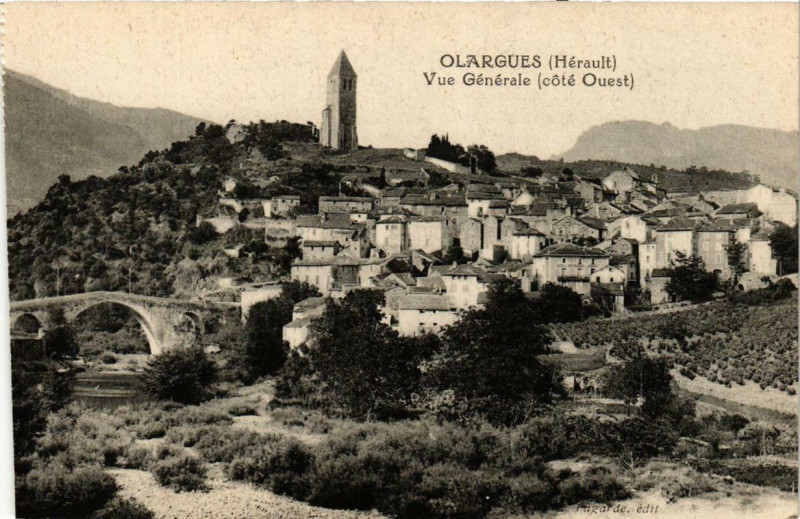 Carte postale ancienne Olargues Vue générale à Olargues