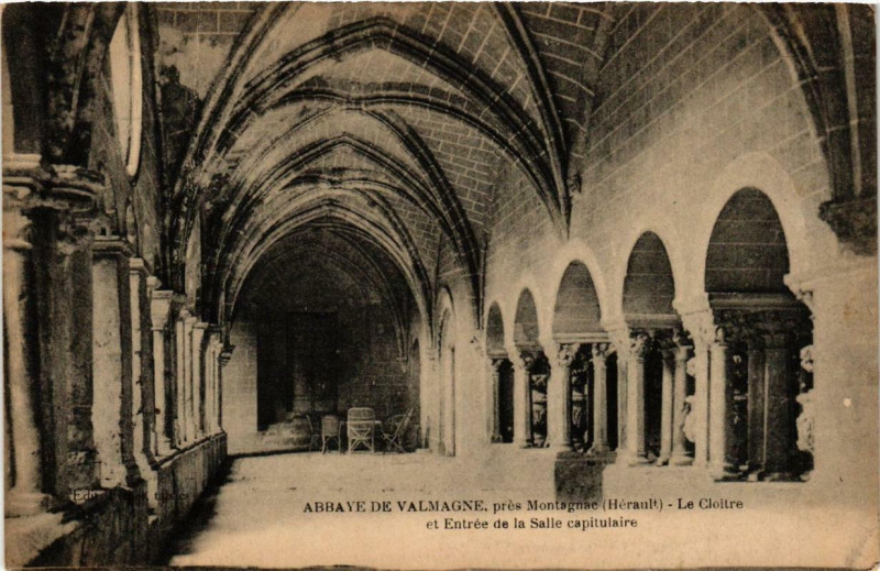 Carte postale ancienne Abbaye de Valmagne Le Cloitre et Entrée de la Salle