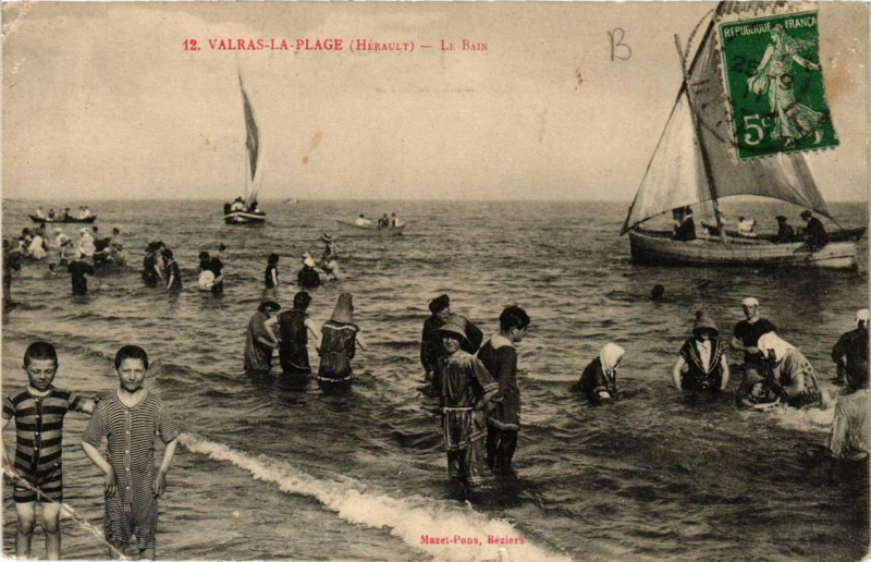 Carte postale ancienne Valras-la-Plage Le Bain