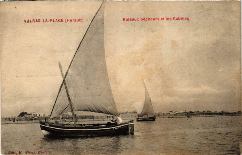 Carte postale ancienne Valras-la-Plage Bateaux pecheurs et les Cabines