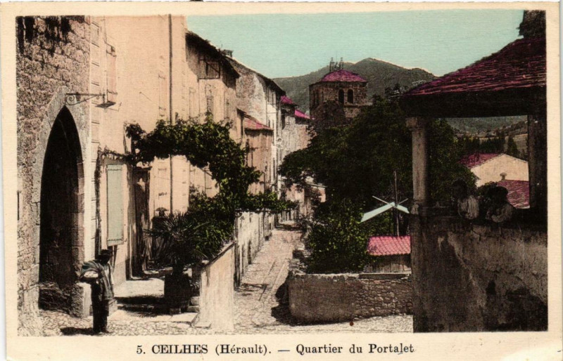 Carte postale ancienne Ceilhes Quartier du Portalet
