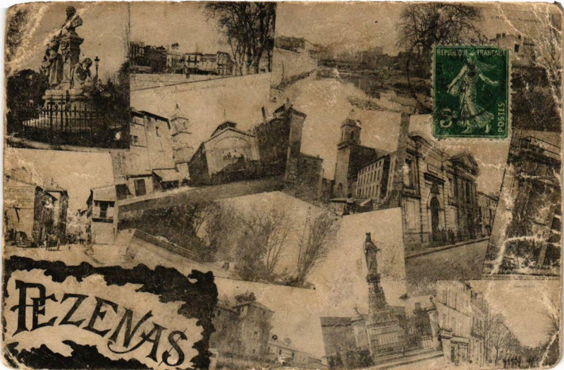 Carte postale ancienne Pezenas Souvenir à Pézenas
