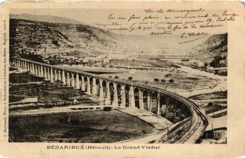 Carte postale ancienne Bedarieux Le Grand Viaduc à Bédarieux