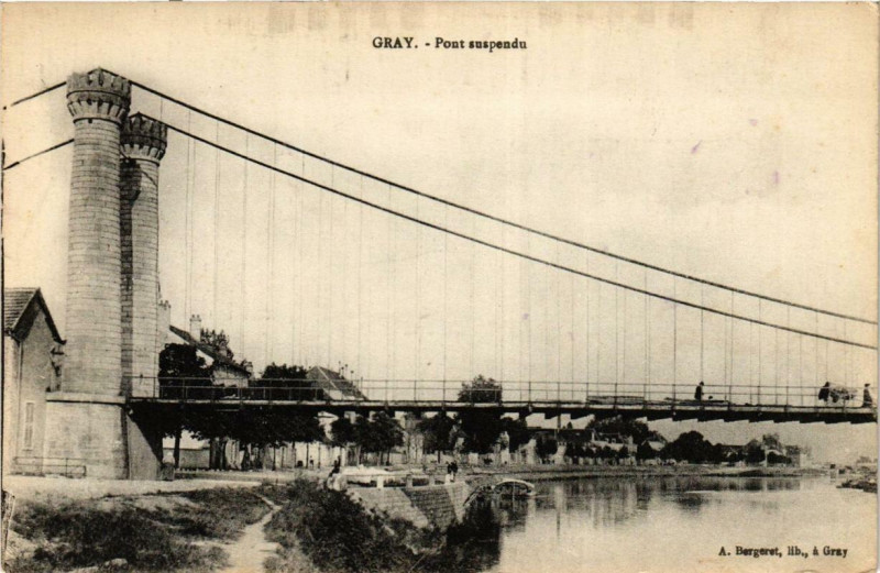 Carte postale ancienne Gray Pont suspendu