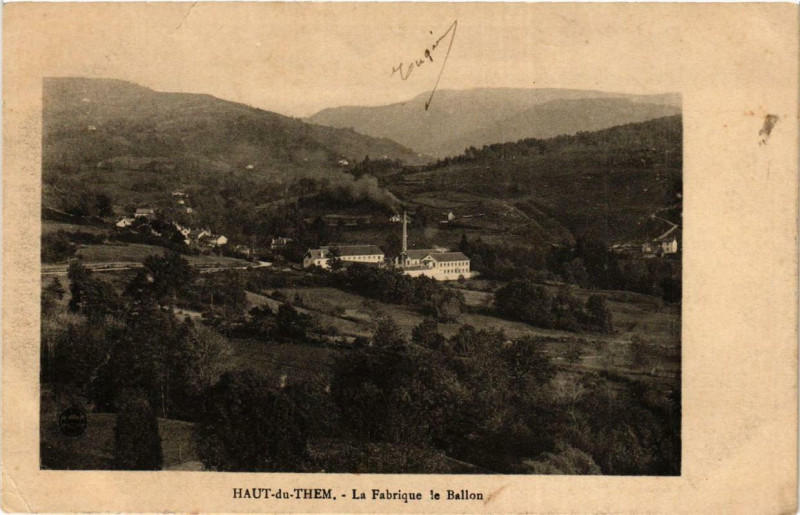 Carte postale ancienne Haut du Them La Fabrique le Ballon à Llo