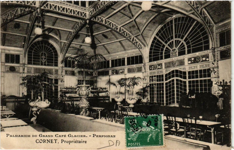 Carte postale ancienne Perpignan Palmarium du Grand Café Glacier à Perpignan