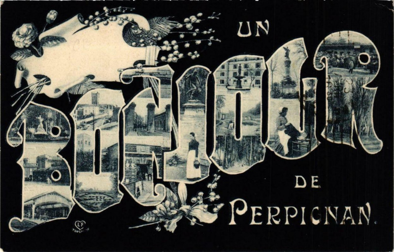 Carte postale ancienne Perpignan Un Bonjour de Perpignan à Perpignan