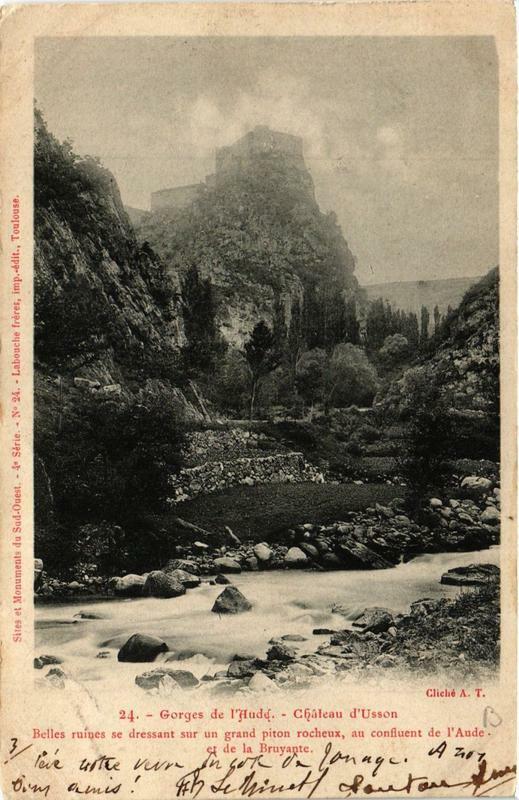 Carte postale ancienne Gorges de l'Audé Chateau d'Usson