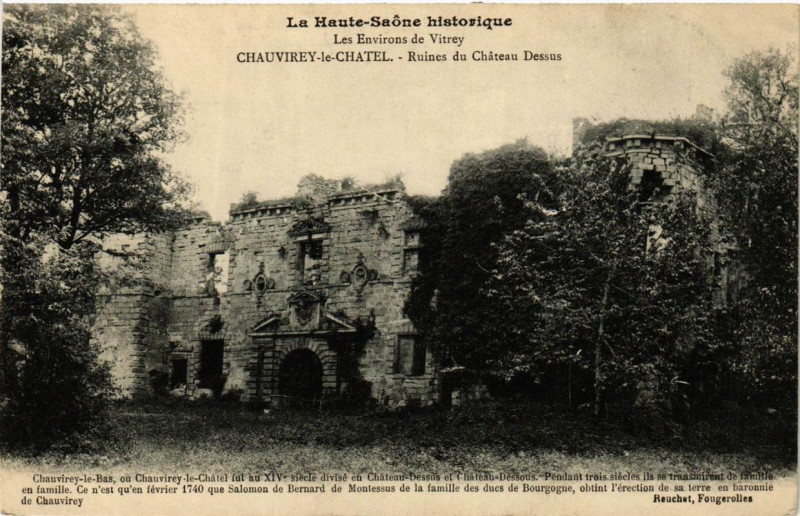 Carte postale ancienne Chauvirey le Chatel Ruines du Chateau Dessus