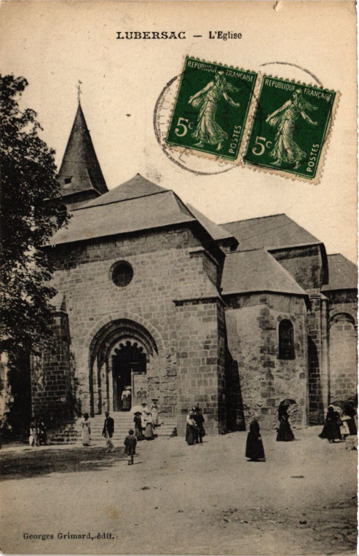 Carte postale ancienne Lubersac - L'Eglise à Lubersac
