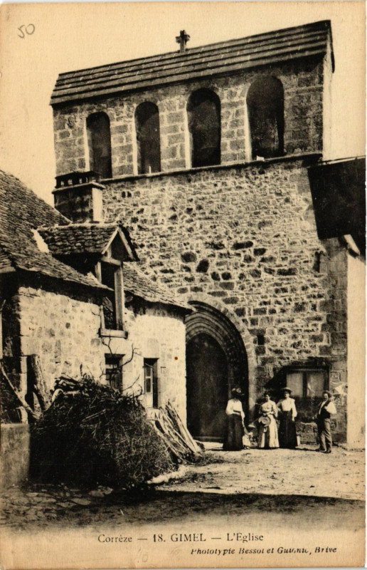Carte postale ancienne Gimel - L'Eglise