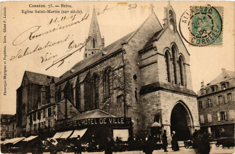 Carte postale ancienne Brive - Eglise Saint-Martin